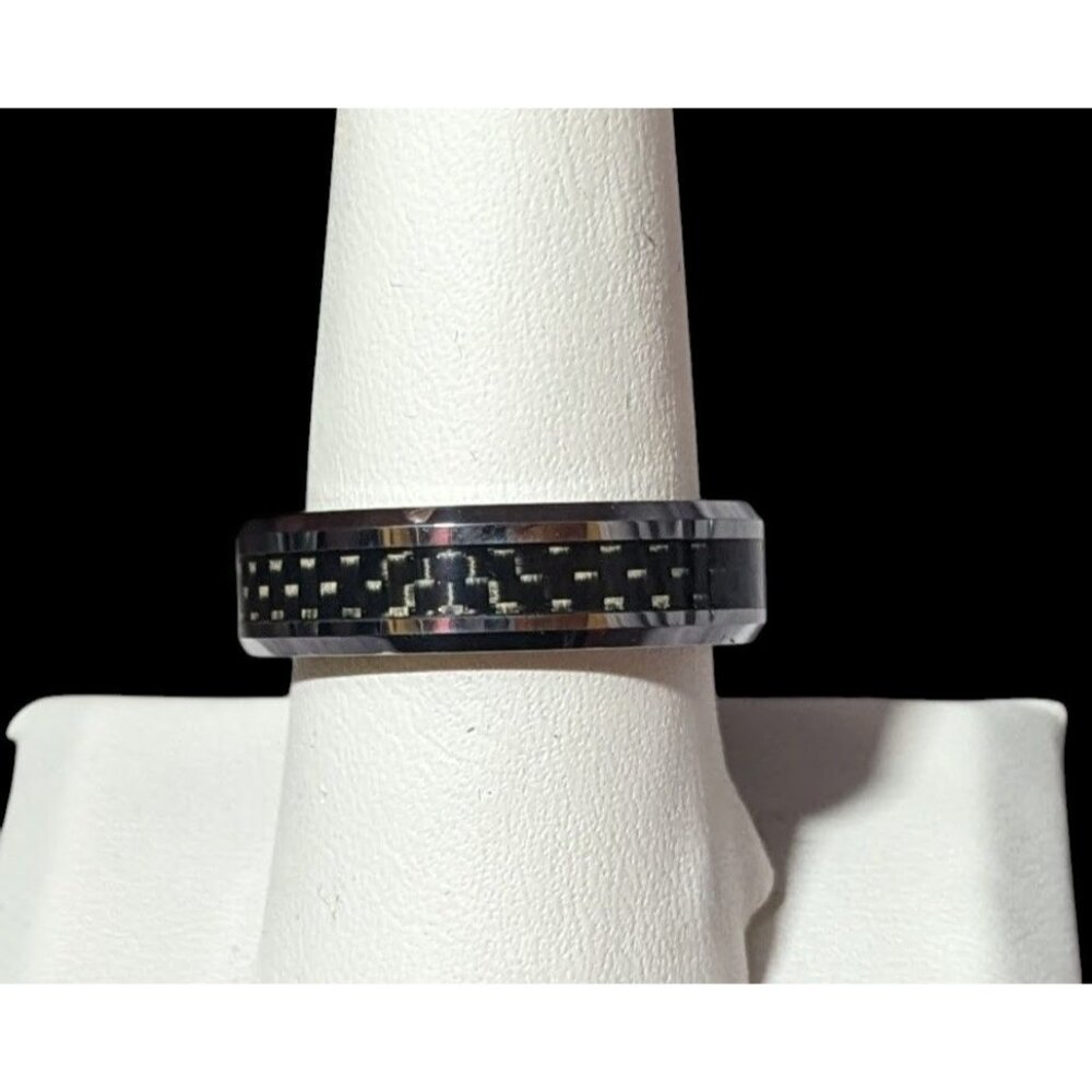 JSFG Tungsten Carbide Fiber Inlay Men's Wedding Ring 6mm Size 9 - Picture 4 of 13